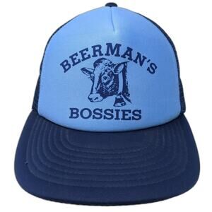 Beerman's Bossies Snapback Trucker Hat Blue OS Adjustable Mesh Back Speedway